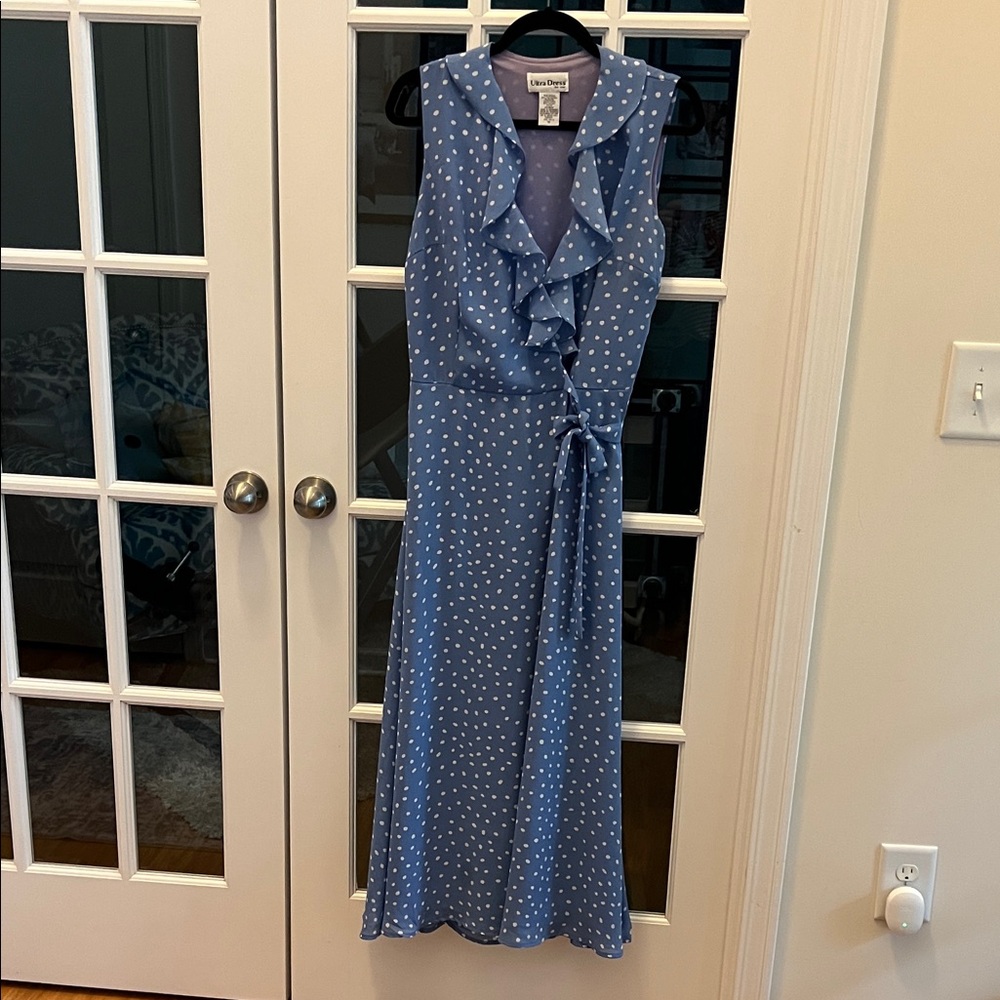 Ultra Dress Collection Blue Polka Dot Maxi Dress
